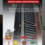 Centrais sindicais protestam contra taxa de juros em frente ao Banco Central